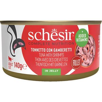 Schesir Jöle İçinde Ton Balığı İle Karidesli Yetişkin 140 gr Kedi Konservesi