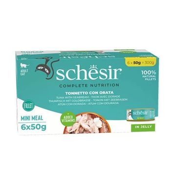 Schesir Jöle İçinde Ton Balığı ve Çipuralı Yetişkin 6x50 gr Konserve Kedi Maması
