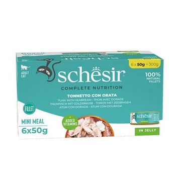 Schesir Jöle İçinde Ton Balığı ve Çipuralı Yetişkin 6x50 gr Konserve Kedi Maması
