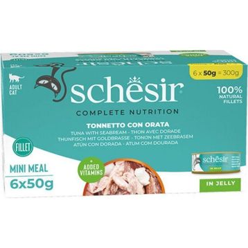 Schesir Jöle İçinde Ton Balığı ve Çipuralı Yetişkin 6x50 gr Konserve Kedi Maması