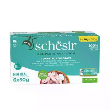 Schesir Jöle İçinde Ton Balığı ve Çipuralı Yetişkin 6x50 gr Konserve Kedi Maması