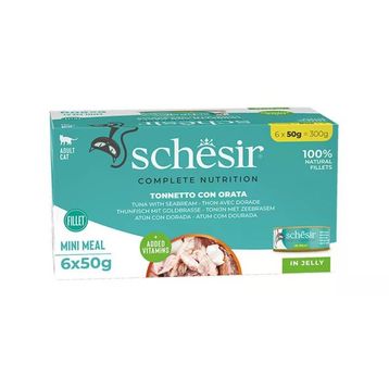 Schesir Jöle İçinde Ton Balığı ve Çipuralı Yetişkin 6x50 gr Konserve Kedi Maması