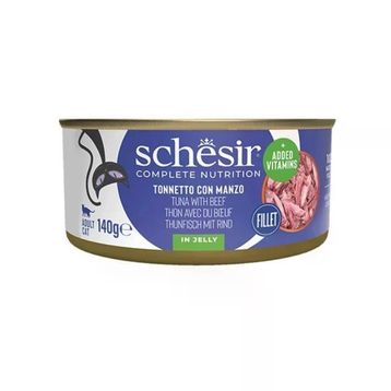 Schesir Jöle İçinde Ton Balığı ve Dana Etli Yetişkin 140 gr Kedi Konservesi