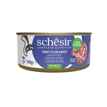 Schesir Jöle İçinde Ton Balığı ve Dana Etli Yetişkin 140 gr Kedi Konservesi