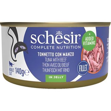 Schesir Jöle İçinde Ton Balığı ve Dana Etli Yetişkin 140 gr Kedi Konservesi