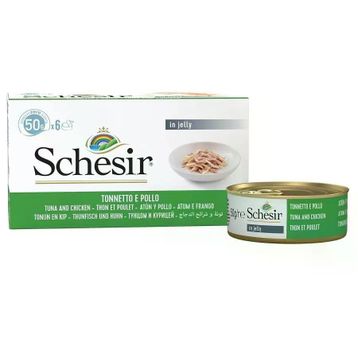 Schesir Ton Balığı ile Tavuklu Jöle İçinde Multipack 6x50 gr Kedi Konservesi