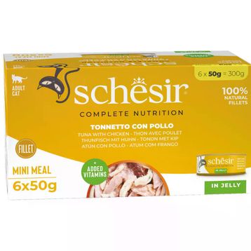 Schesir Ton Balığı ile Tavuklu Jöle İçinde Multipack 6x50 gr Kedi Konservesi
