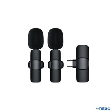 Schitec K9 Type-C Çift Kablosuz Wireless HD Siyah Yaka Mikrofonu
