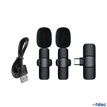 Schitec K9 Type-C Çift Kablosuz Wireless HD Siyah Yaka Mikrofonu