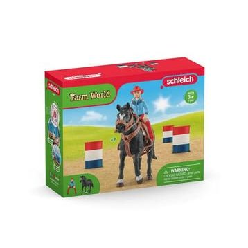 Schleich 42576 Kovboy Kız Ve Fıçılı At Yarışı