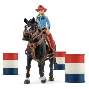 Schleich 42576 Kovboy Kız Ve Fıçılı At Yarışı