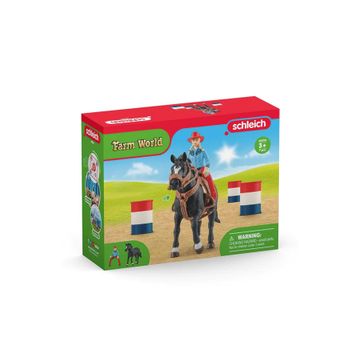 Schleich 42576 Kovboy Kız Ve Fıçılı At Yarışı