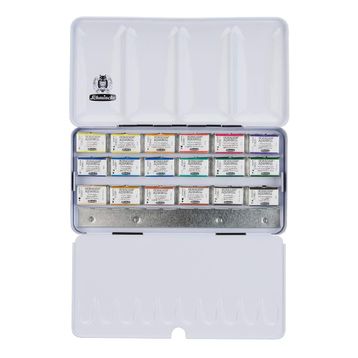 Schmincke 74318 Horadam Aquarell 18 X Tam Tablet Metal Kutu Artist Sulu Boya Seti
