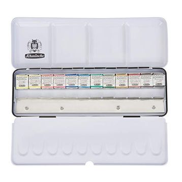 Schmincke 74412 Horadam Aquarell 12X Yarım Tablet Ekstra Boşluklu Metal Kutu Sulu Boya Seti
