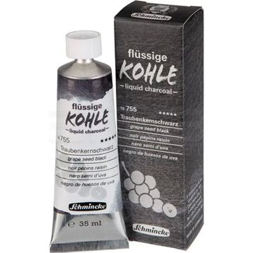 Schmincke Kohle Liquid Charcoal Sıvı Kömür 35 ml Grape Seed Black Füzen Kalem