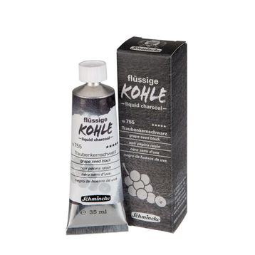Schmincke Kohle Liquid Charcoal Sıvı Kömür 35 ml Grape Seed Black Füzen Kalem