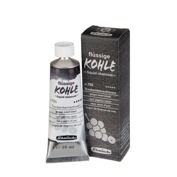 Schmincke Kohle Liquid Charcoal Sıvı Kömür 35 ml Grape Seed Black Füzen Kalem