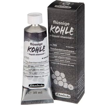 Schmincke Kohle Liquid Charcoal Sıvı Kömür 35 ml Grape Seed Black Füzen Kalem