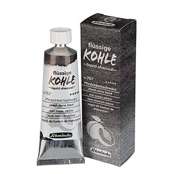 Schmincke Kohle Liquid Charcoal Sıvı Kömür 35 ml Peach Stone Black Füzen Kalem