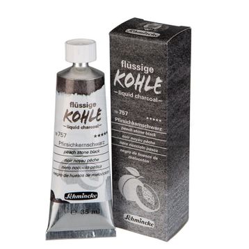 Schmincke Kohle Liquid Charcoal Sıvı Kömür 35 ml Peach Stone Black Füzen Kalem