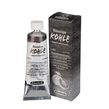 Schmincke Kohle Liquid Charcoal Sıvı Kömür 35 ml Peach Stone Black Füzen Kalem