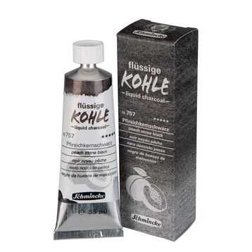 Schmincke Kohle Liquid Charcoal Sıvı Kömür 35 ml Peach Stone Black Füzen Kalem