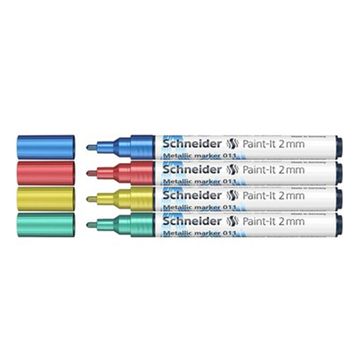 Schneider 011 2 mm 4'lü Metalik Marker Kalem Set