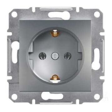 Schneider 3606480730405 Electric EPH2900162 Asfora Çelik Topraklı Priz Çerçevesiz