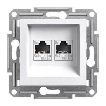 Schneider Asfora Beyaz Ikili RJ45 Boş Çerçeve Priz