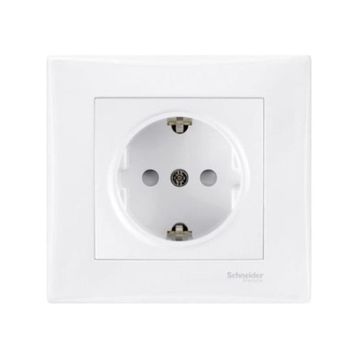 Schneider B60486048 Beyaz Asfora Topraklı Priz