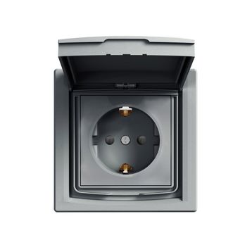 Schneider Electric EPH3100362 Asfora Çelik IP44 Çerçeveli Çocuk Korumalı Kapaklı Topraklı Priz