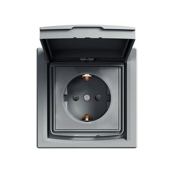 Schneider Electric EPH3100362 Asfora Çelik IP44 Çerçeveli Çocuk Korumalı Kapaklı Topraklı Priz