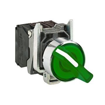 Schneider Electric XB4BK133B5 - Yeşil Işıklı Mandal Ø22 3 Konumlu Sabit 1Na+1Nk 24V Buton