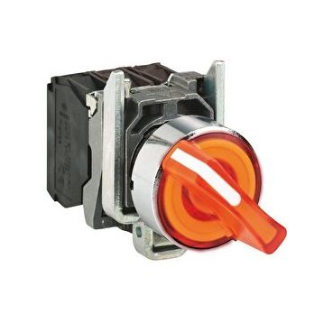 Schneider Electric XB4BK135B5 - Turuncu Işıklı Mandal Ø22 3 Konumlu Sabit 1Na+1Nk 24V Buton