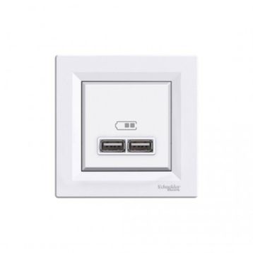 Schneider EPH2700221 Beyaz Asfora 2.1A 2'li Usb Priz