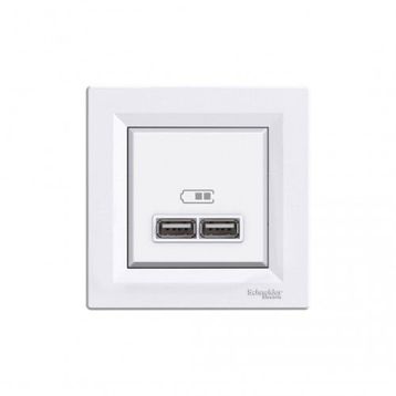 Schneider EPH2700221 Beyaz Asfora 2.1A 2'li Usb Priz