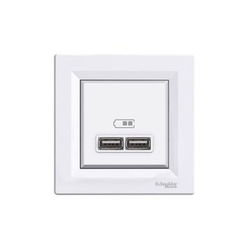 Schneider EPH2700221 Beyaz Asfora 2.1A 2'li Usb Priz
