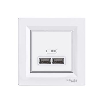 Schneider EPH2700221 Beyaz Asfora 2.1A 2'li Usb Priz