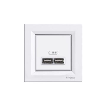 Schneider EPH2700221 Beyaz Asfora 2.1A 2'li Usb Priz