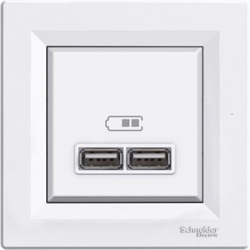 Schneider EPH2700221 Beyaz Asfora 2.1A 2'li Usb Priz