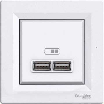 Schneider EPH2700221 Beyaz Asfora 2.1A 2'li Usb Priz