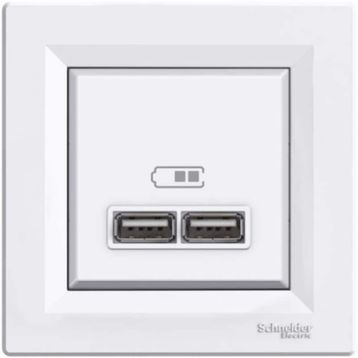 Schneider EPH2700221 Beyaz Asfora 2.1A 2'li Usb Priz