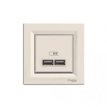 Schneider EPH2700223 2'li Asfora Krem 2.1A Usb Priz