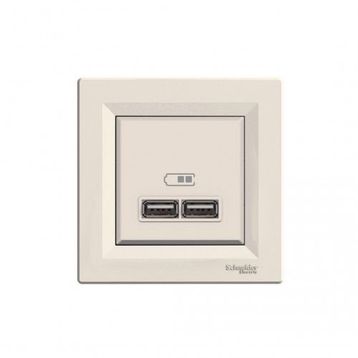 Schneider EPH2700223 2'li Asfora Krem 2.1A Usb Priz