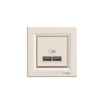 Schneider EPH2700223 2'li Asfora Krem 2.1A Usb Priz