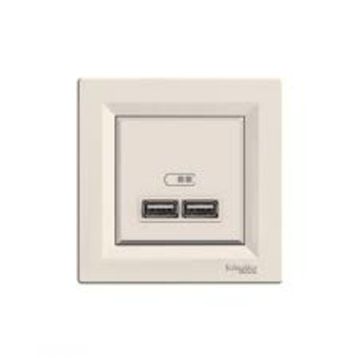 Schneider EPH2700223 2'li Asfora Krem 2.1A Usb Priz