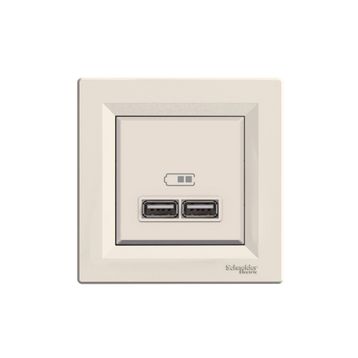 Schneider EPH2700223 2'li Asfora Krem 2.1A Usb Priz