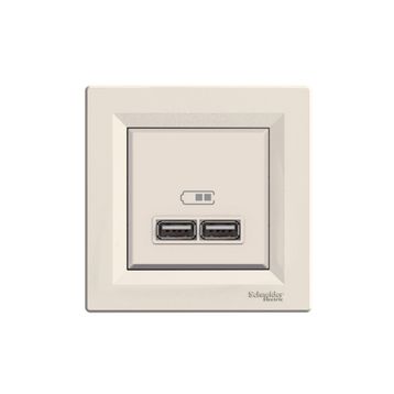 Schneider EPH2700223 2'li Asfora Krem 2.1A Usb Priz