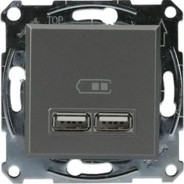 Schneider EPH2700262 2'li 2.1A Asfora Çelik Usb Prizi
