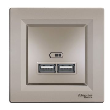Schneider EPH2700269 2'li Asfora Bronz 2.1A Usb Priz